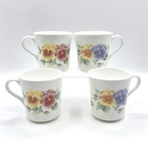 Corning Corelle Charming Summer Blush Coffee Tea Cups Mugs Pansies Flowers 8 oz.